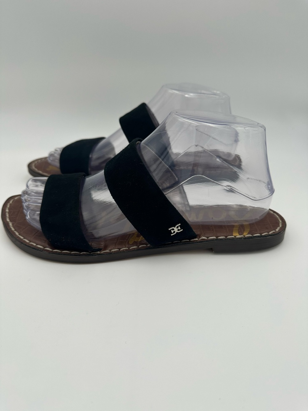 Sam Edelman GALA Black Suede Double Strap Sandals Size 8.5 - Picture 4 of 9